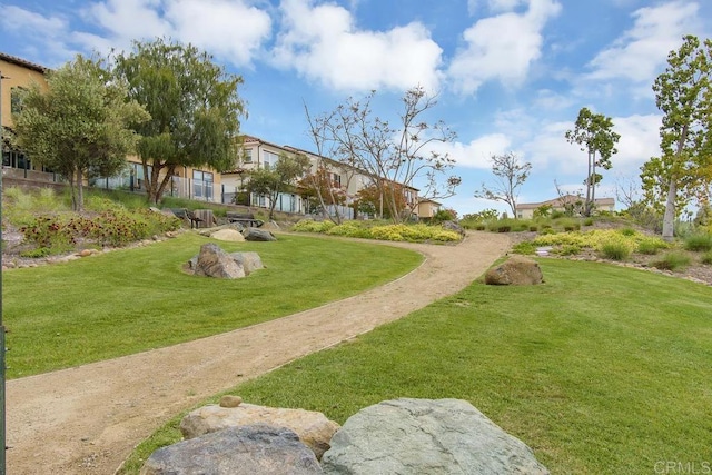 view of home's community featuring a lawn