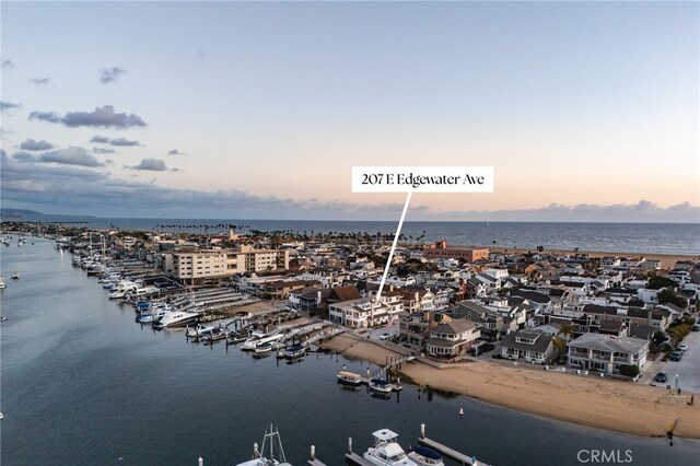 207 E Edgewater Ave Unit A, Newport Beach, CA 92661 - aerial view at dusk with a water view