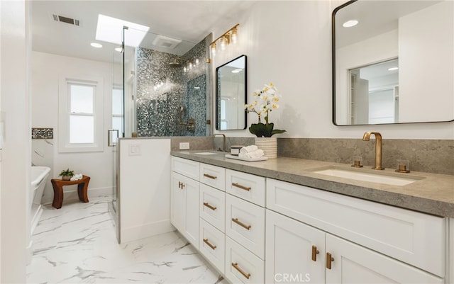207 E Edgewater Ave Unit A, Newport Beach, CA 92661 - bathroom with a shower stall, a sink, and visible vents