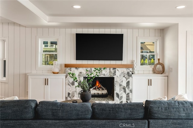 207 E Edgewater Ave Unit A, Newport Beach, CA 92661 - living room featuring recessed lighting and a high end fireplace