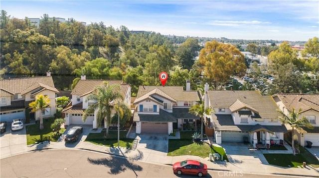 drone / aerial view with a residential view