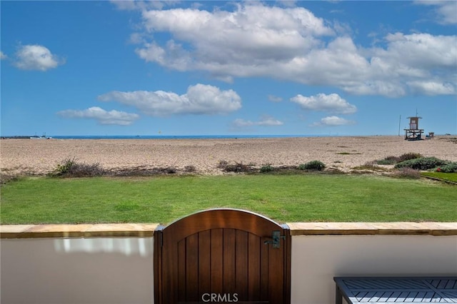 view of yard with a water view