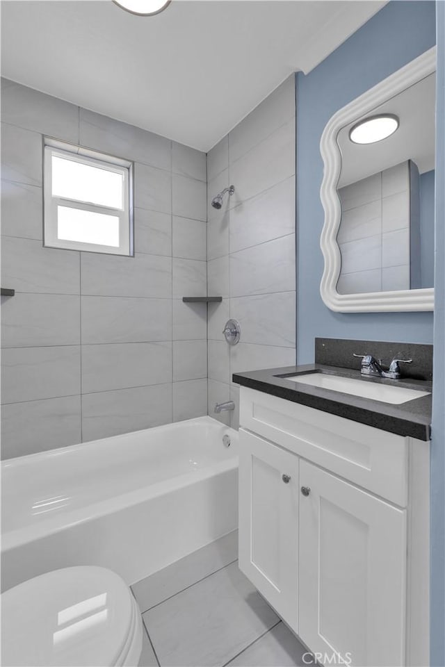 34945 Ave B, Yucaipa, CA 92399 - bathroom featuring tub / shower combination, tile patterned flooring, and vanity