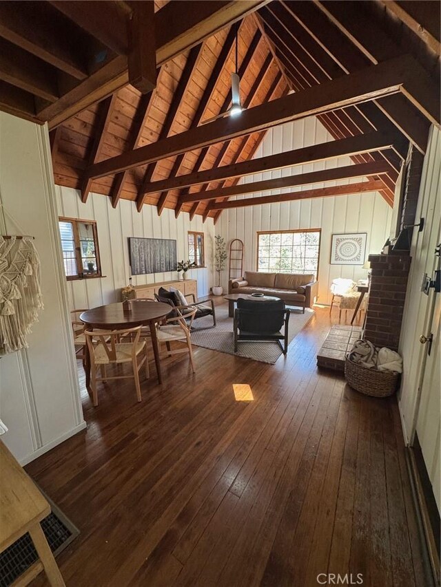 283 Walnut Dr, Lake Arrowhead, CA 92352 - living area with dark wood finished floors and wood ceiling