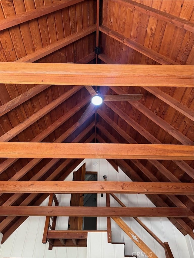 283 Walnut Dr, Lake Arrowhead, CA 92352 - detailed view of wood ceiling with exposed beams