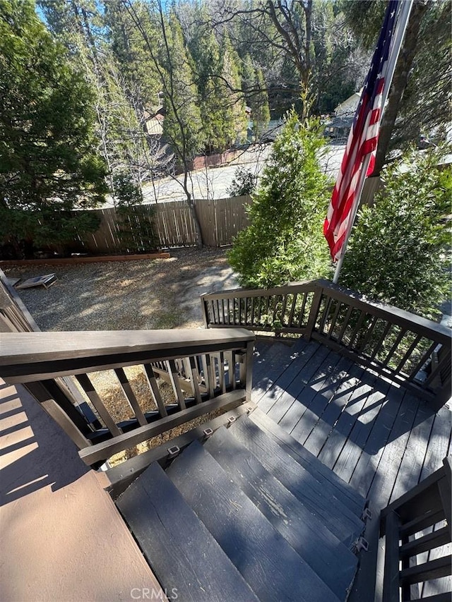 283 Walnut Dr, Lake Arrowhead, CA 92352 - deck featuring view of wooded area