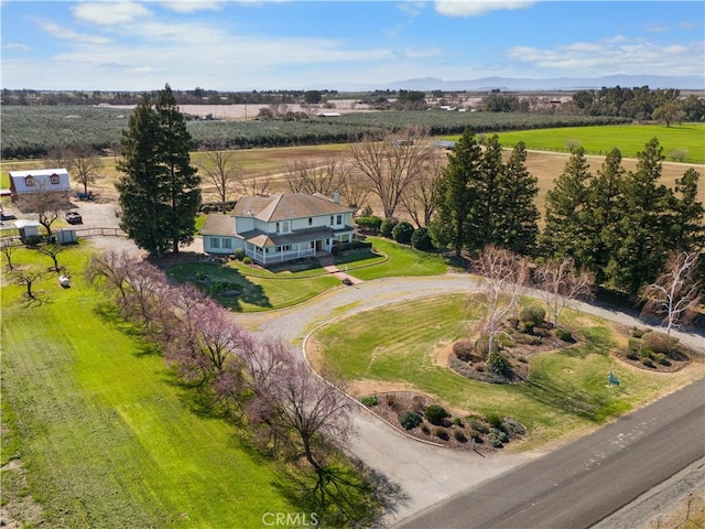 aerial view with a rural view