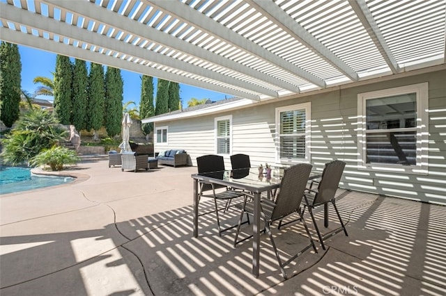 view of patio / terrace with outdoor dining area and a pergola