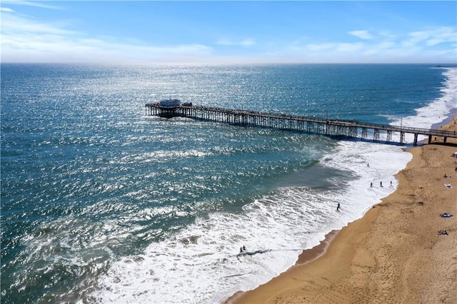 property view of water with a beach view