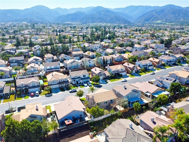 aerial view featuring a residential view and a mountain view