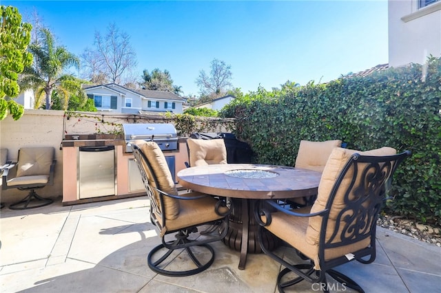 view of patio / terrace featuring area for grilling, outdoor dining area, and grilling area