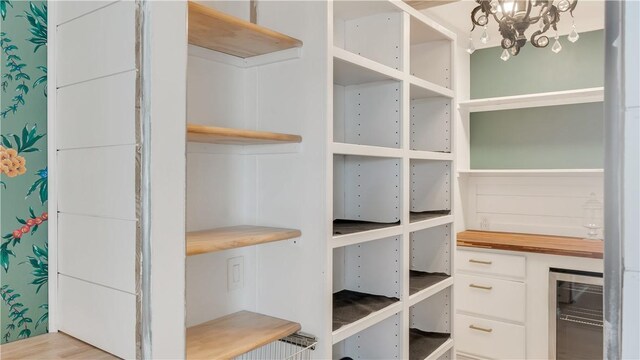 storage area with beverage cooler