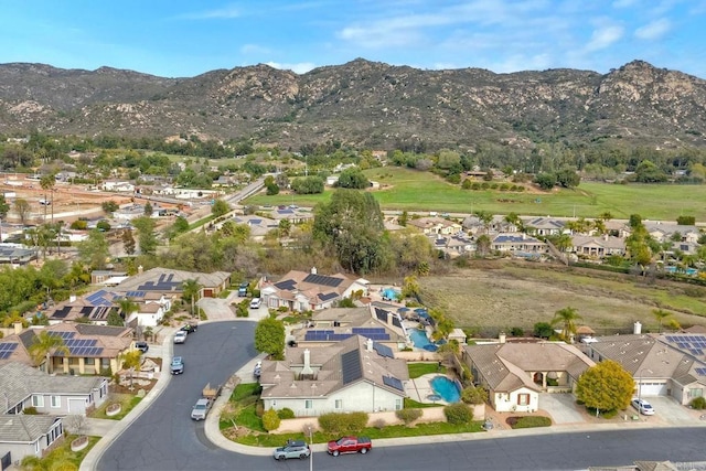 bird's eye view with a mountain view and a residential view