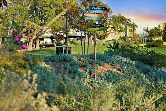 view of property's community featuring a yard