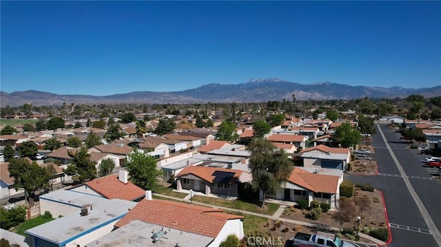 aerial view featuring a residential view and a mountain view