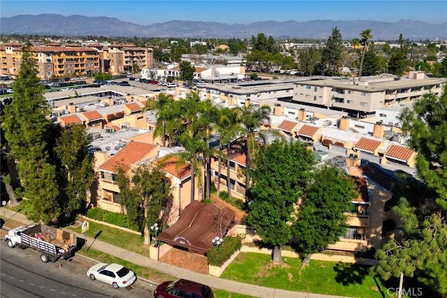 birds eye view of property with a mountain view