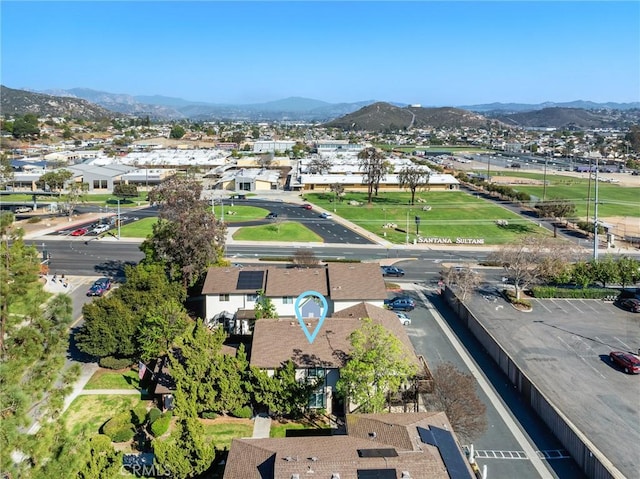 drone / aerial view with a mountain view