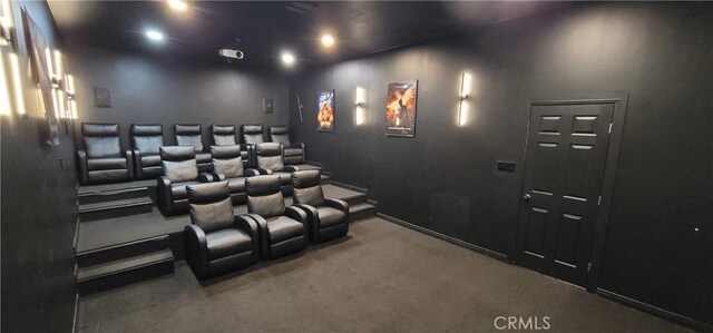 view of carpeted cinema room