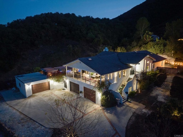 exterior space with a forest view