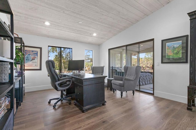 19950 Elfin Forest Ln, Escondido, CA 92029 - office space featuring wooden ceiling, baseboards, recessed lighting, and wood finished floors