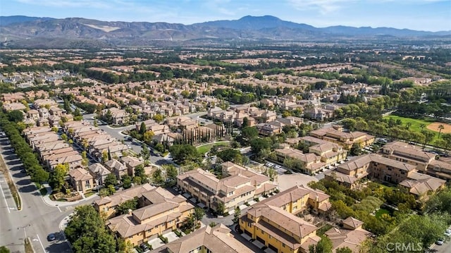 bird's eye view featuring a residential view and a mountain view