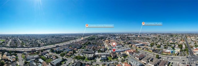 aerial view with a city view