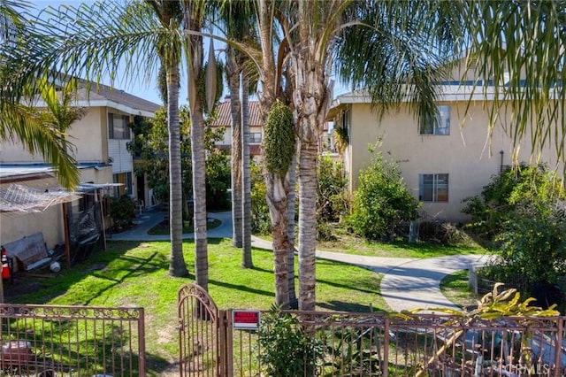 view of yard with a fenced front yard