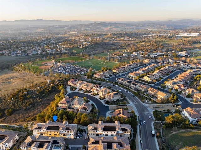 bird's eye view with a residential view and a mountain view