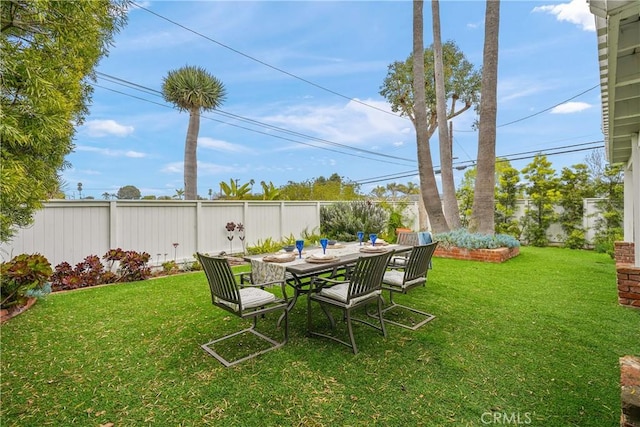 view of yard featuring a fenced backyard