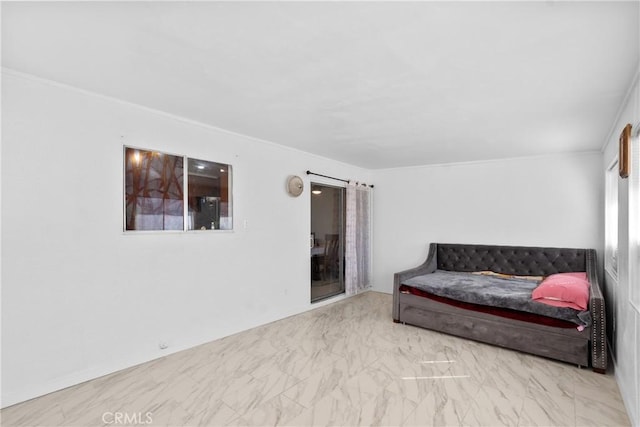 living area featuring marble finish floor