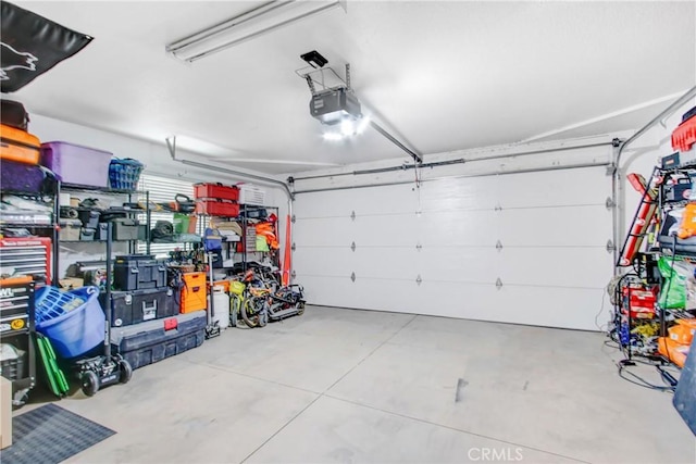 garage with a garage door opener