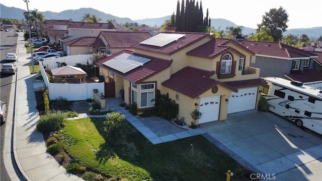 aerial view with a residential view and a mountain view