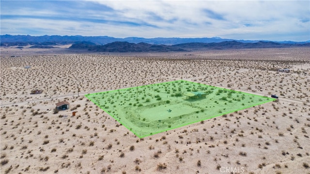 birds eye view of property featuring a mountain view