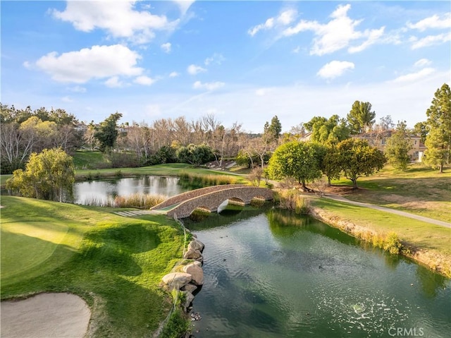 view of property's community with a water view