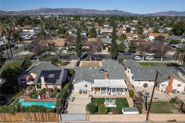 aerial view with a residential view and a mountain view