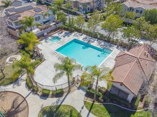 bird's eye view with a residential view