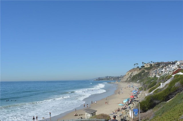 property view of water featuring a view of the beach