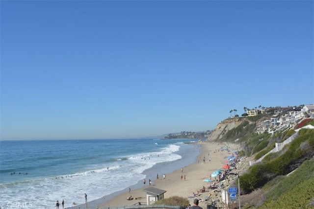 property view of water with a beach view