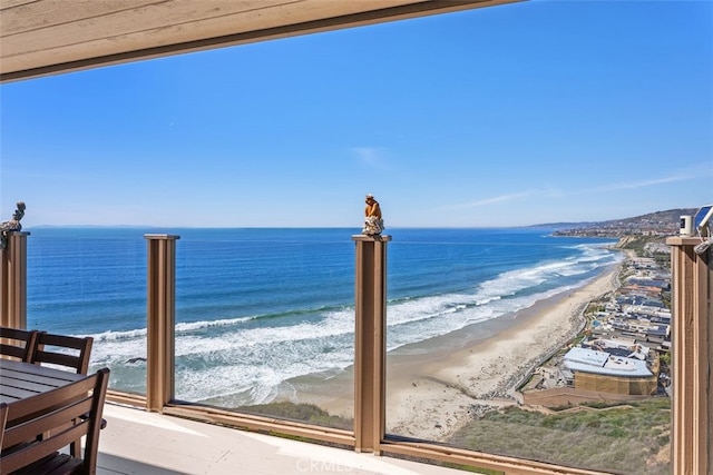 property view of water featuring a view of the beach