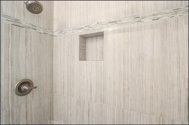 interior details featuring tiled shower