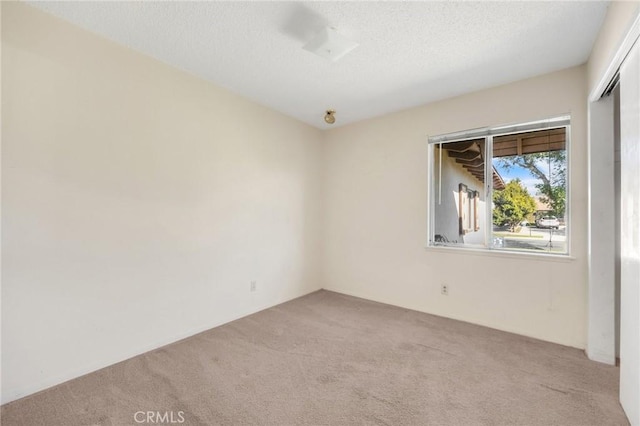 unfurnished room featuring carpet and a textured ceiling