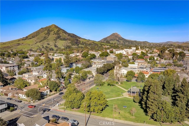 birds eye view of property featuring a residential view and a mountain view