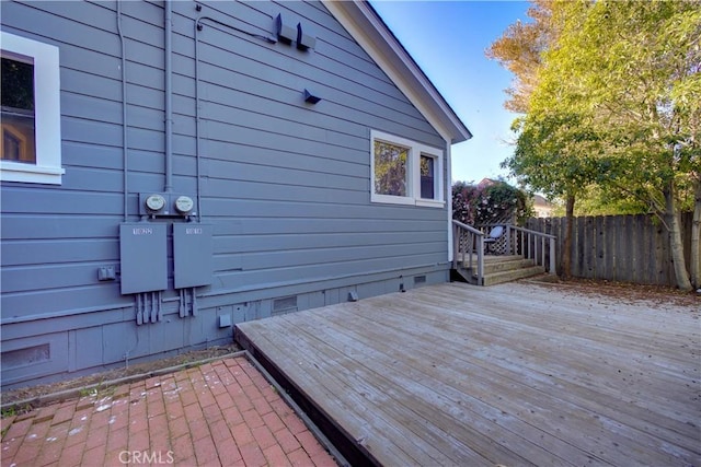 wooden deck featuring fence