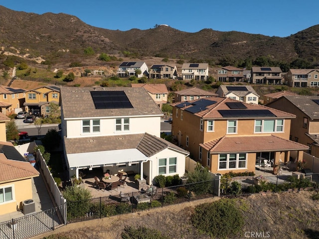 aerial view featuring a residential view and a mountain view