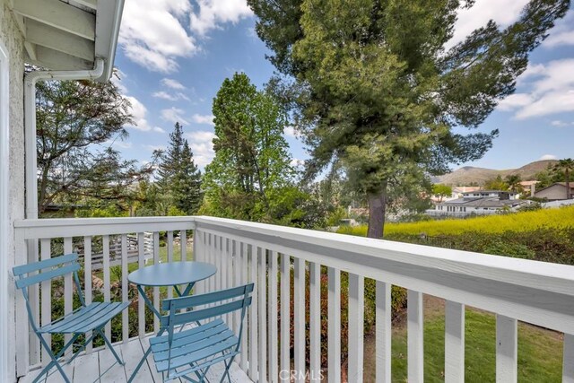 balcony with a mountain view