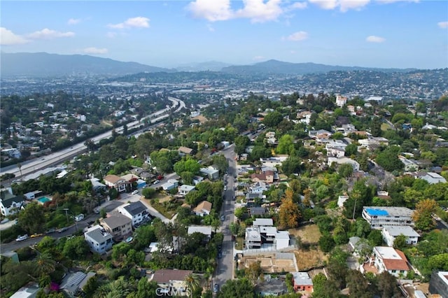 aerial view with a mountain view