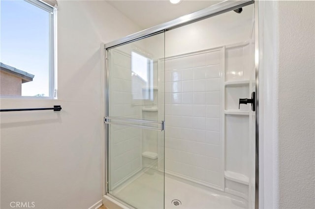 full bathroom featuring a shower stall