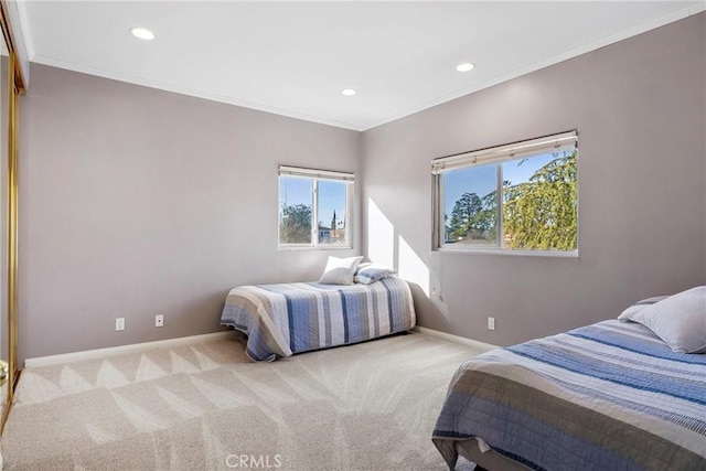 17846 Palora St, Encino, CA 91316 - carpeted bedroom with recessed lighting, crown molding, and baseboards