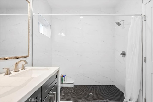 17846 Palora St, Encino, CA 91316 - bathroom with vanity and a marble finish shower