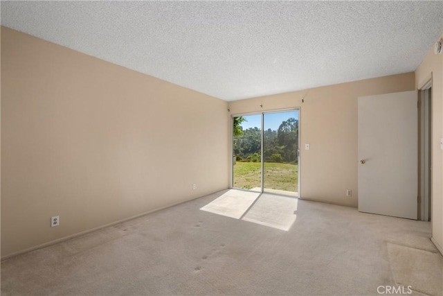 spare room featuring carpet flooring and a textured ceiling